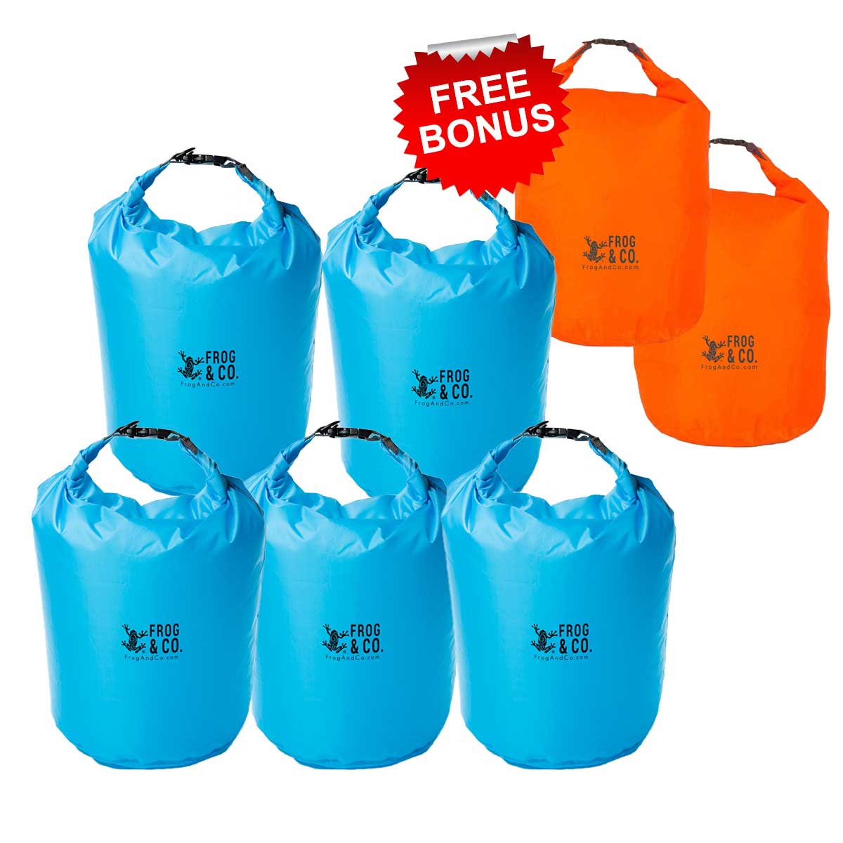 ZIPIFY - 5 BLUE DRY BAGS + 2 ORANGE DRY BAG